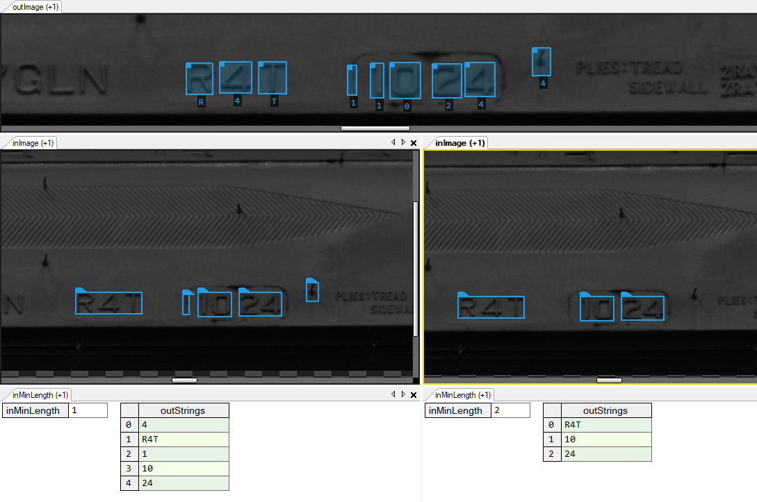Effect of setting inMinLength to 2 to filter out false characters.