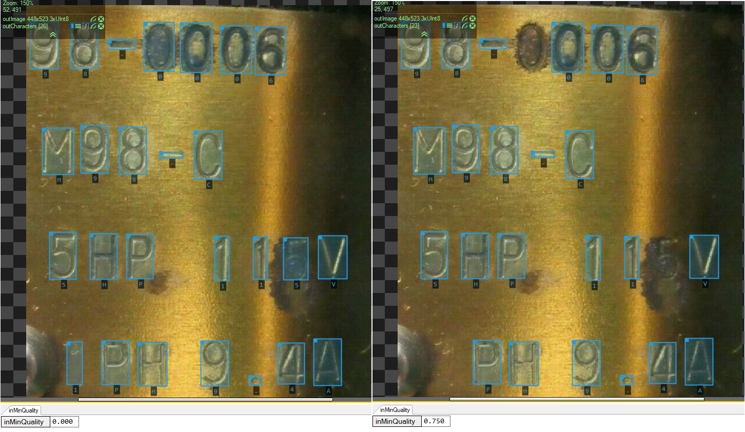 Increasing the inMinQuality parameter can help us get rid of damaged characters